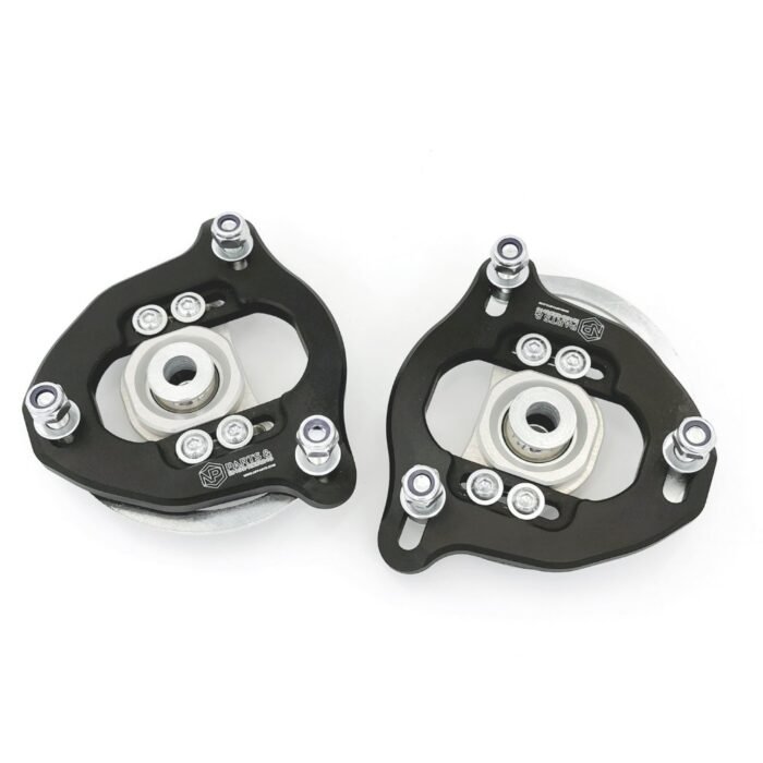 Adjustable BMW E9X/E8X Front Top Mounts add camber and caster adjustment for BMW E9X/E8X front suspension setups. Featuring a super light weight design with a CNC-machined 7075-T6 aluminium bearing housing, anodized finish, and a 16 mm bearing ID, they support precise alignment tuning for fast-road and track use.