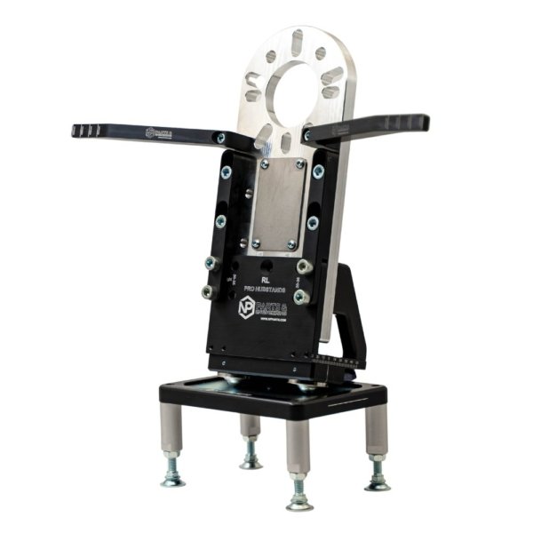 NP Pro hub stand mounting bracket detail showing precision CNC-machined connection points