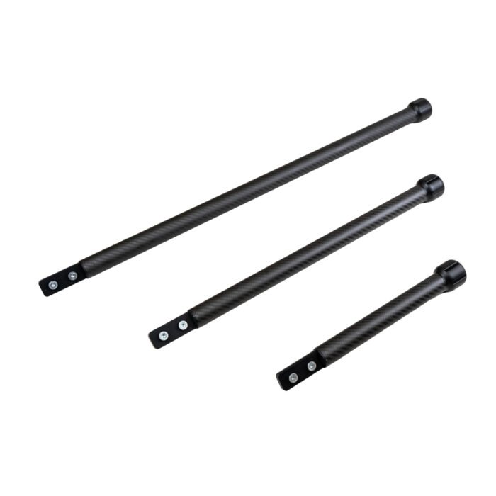 Air Jack Skates Handle is a carbon fiber handle accessory that fits onto air jack skates to make positioning easier when the air jack point sits deeper under the car. Available in 398mm, 569mm, and 799mm lengths, it improves reach and control during motorsport pit service and professional workshop use.