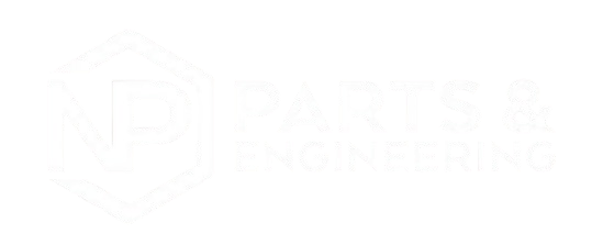 NP Parts & Engineering white logo – motorsport performance parts manufacturer Lithuania