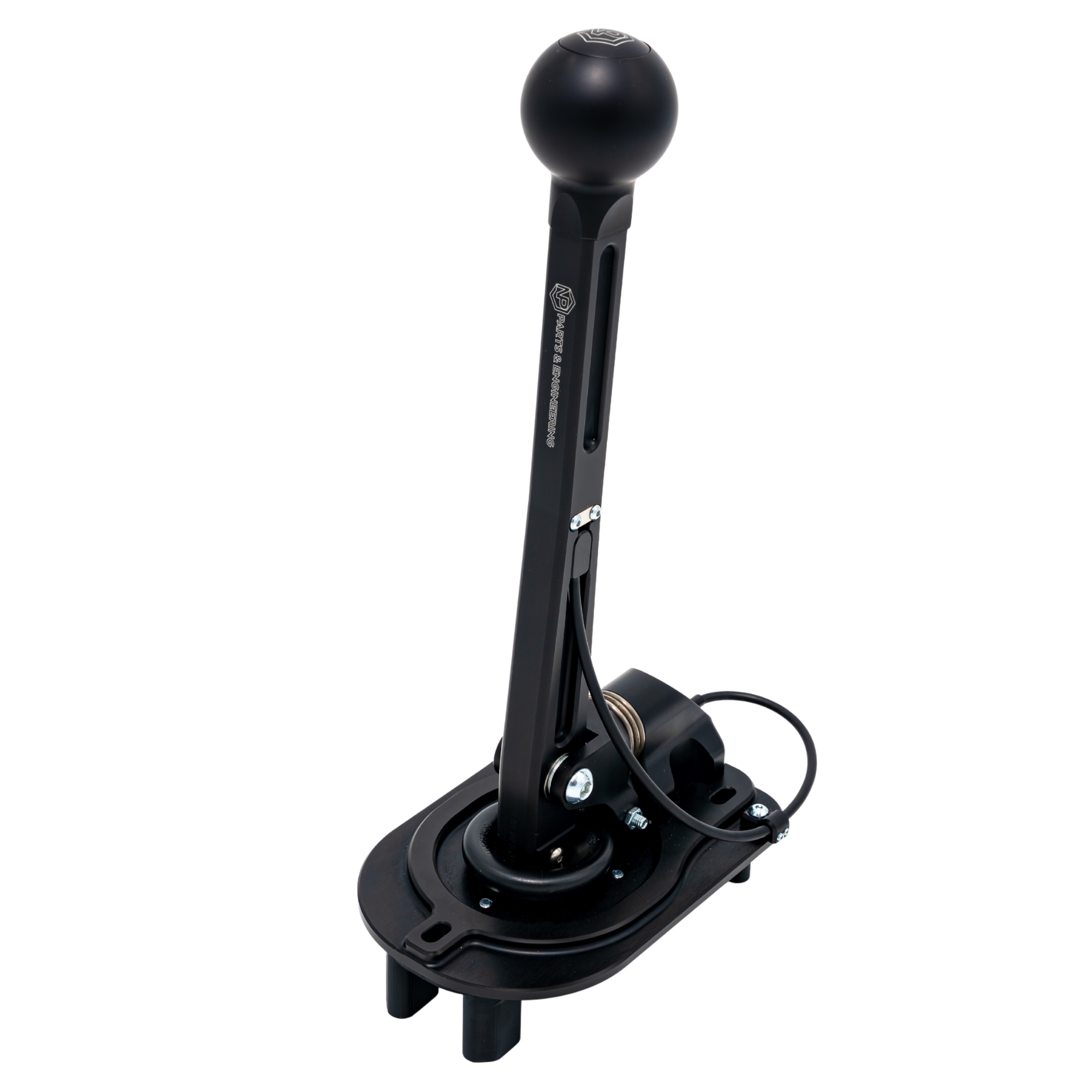 BMW E36 E46 black short shifter round knob right side view with lockout
