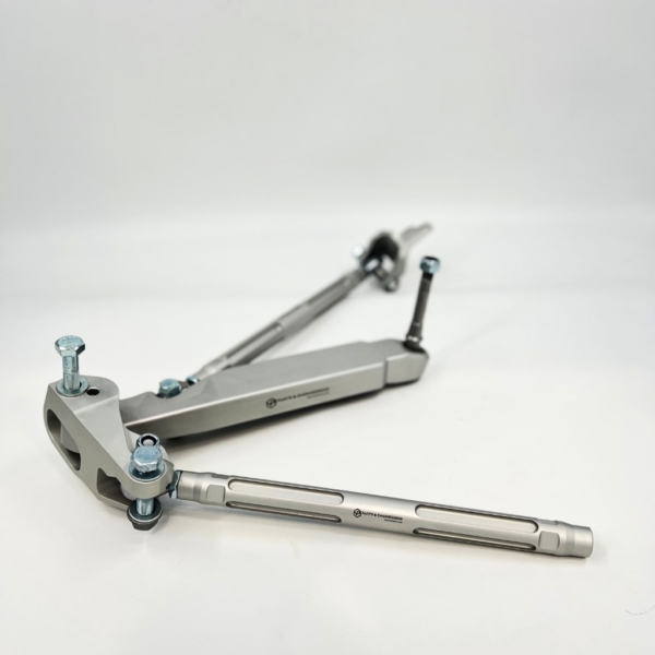 Adjustable billet tension rods from the BMW Billet Front Suspension Kit used to set caster and alignment