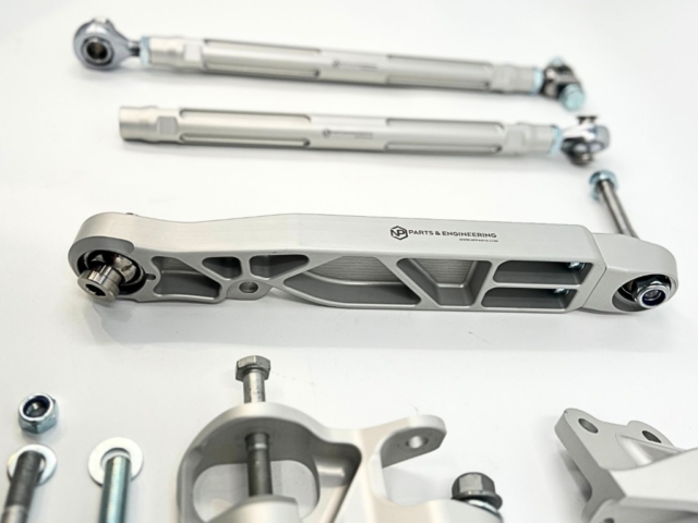 BMW Billet Front Suspension Kit mounting hardware with bolts, nyloc nuts and washers