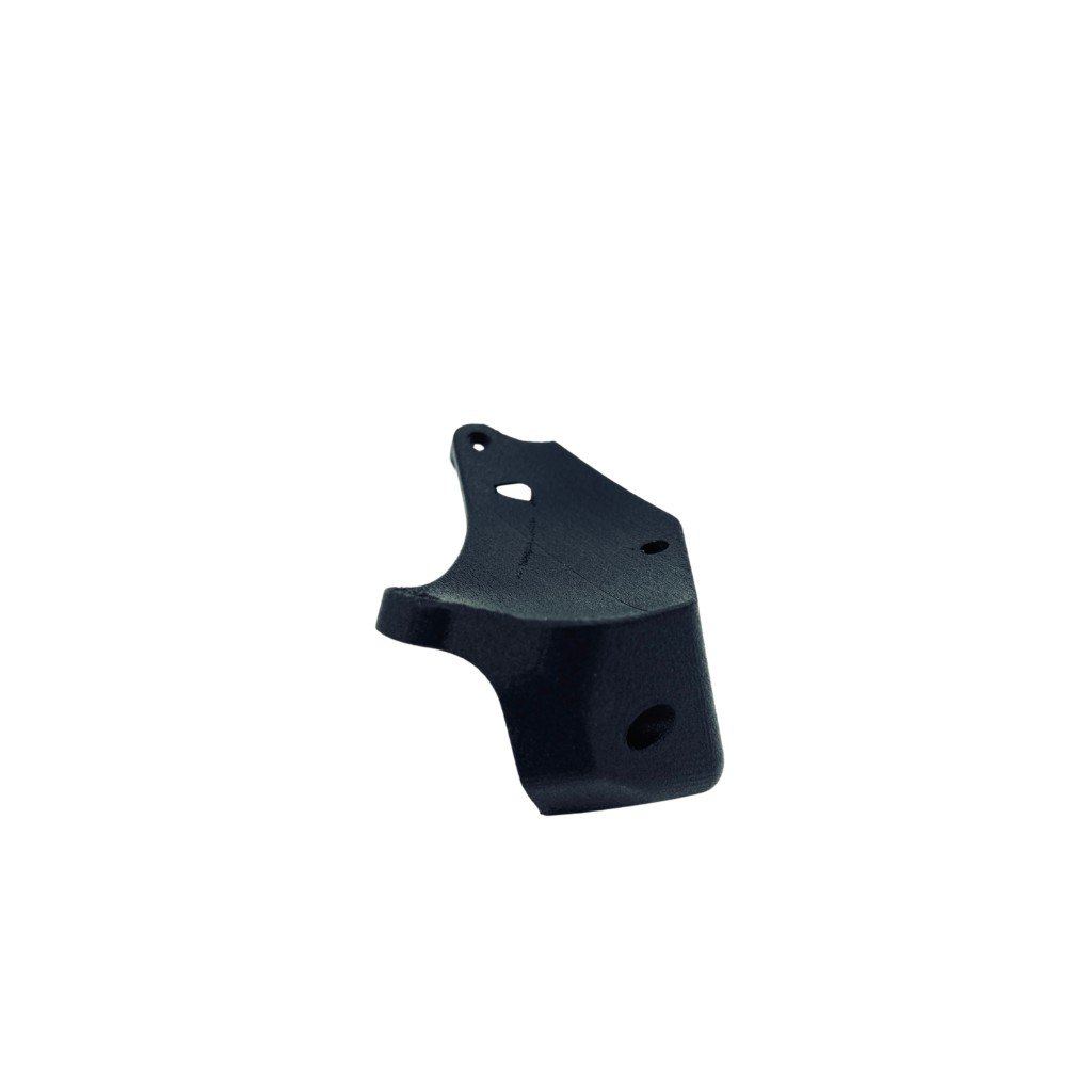 Black PA-GF 3D printed expansion tank bracket, close up of the mounting face